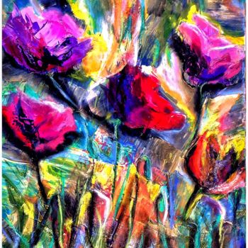 Pintura intitulada "Fleurs sauvages" por Anne Brigaud, Obras de arte originais