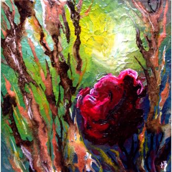 Painting titled "Fleur perdue" by Anne Brigaud, Original Artwork