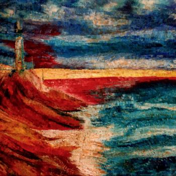 Painting titled "Phare aux rochers r…" by Anne Brigaud, Original Artwork