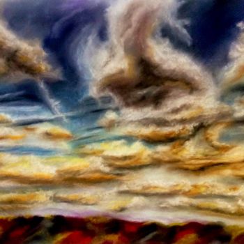 Pintura intitulada "Essaim de nuages" por Anne Brigaud, Obras de arte originais
