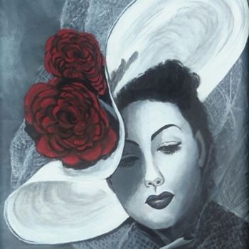 Peinture intitulée "femme-en-noir-et-bl…" par Anne Brunello, Œuvre d'art originale, Acrylique