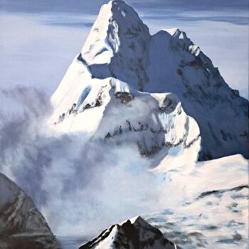 Malerei mit dem Titel "La montagne est bel…" von Anne Brunello, Original-Kunstwerk, Acryl Auf Keilrahmen aus Holz montiert