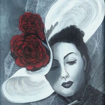 Pittura intitolato "femme-en-noir-et-bl…" da Anne Brunello, Opera d'arte originale, Acrilico