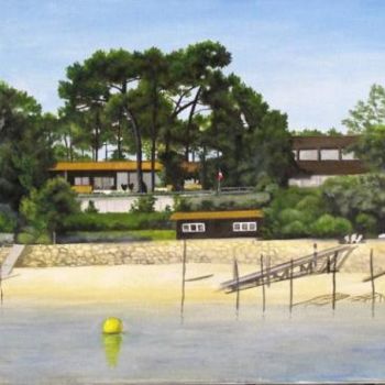 Картина под названием "Bassin d'Arcachon "…" - Anne Burdin, Подлинное произведение искусства, Масло