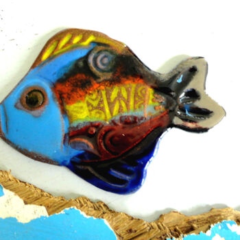 Sculpture intitulée "poisson en faïence…" par Anne Cabon, Œuvre d'art originale, Argile
