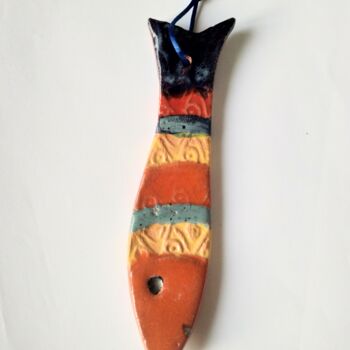 Sculpture titled "Grande sardine mult…" by Anne Cabon, Original Artwork, Clay