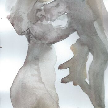 Рисунок под названием "Nu 8" - Anne Cardot, Подлинное произведение искусства, Акварель