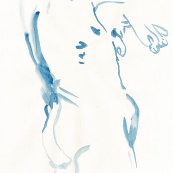 Drawing titled "Nu masculin 5 - Je…" by Anne Cardot, Original Artwork, Watercolor