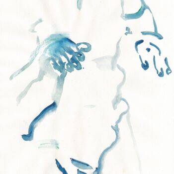 Dessin intitulée "Nu masculin 6 - Je…" par Anne Cardot, Œuvre d'art originale, Aquarelle