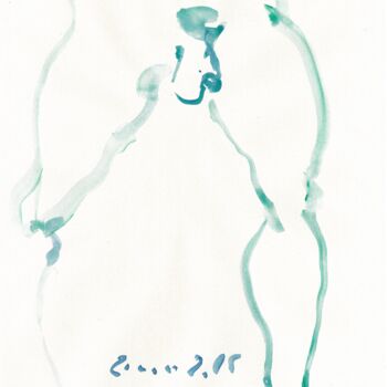 Desenho intitulada "Nu masculin 4 - Je…" por Anne Cardot, Obras de arte originais, Aquarela
