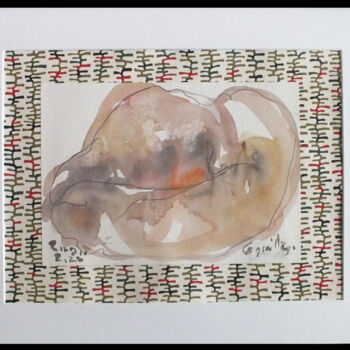 Drawing titled "Coquillage n°3" by Anne Cardot, Original Artwork, Watercolor Mounted on Cardboard