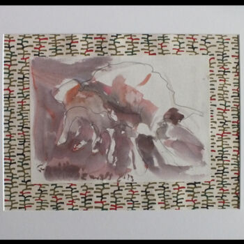 Desenho intitulada "Coquillage n°4" por Anne Cardot, Obras de arte originais, Aquarela Montado em Cartão
