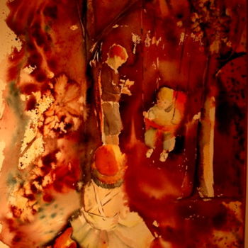 Pintura titulada "La balançoire" por Anne Carez, Obra de arte original, Oleo