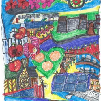 Drawing titled "Angers ville touris…" by Anne-Cécile Makosso-Akendengué, Original Artwork, Other