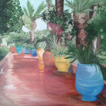 Painting titled "Jardin privé 'Maroc'" by Anne Dahirel, Original Artwork, Oil