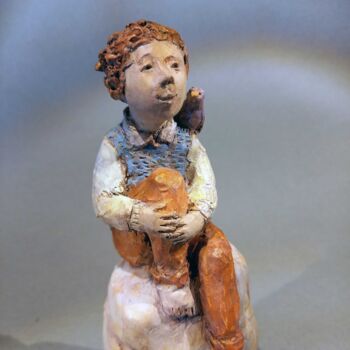 Scultura intitolato "De bonne humeur sur…" da Anne Daucourt, Opera d'arte originale, Ceramica