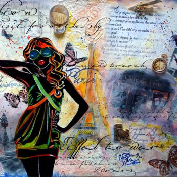 Collages titled "La parisienne" by Anne D'Orion, Original Artwork, Paper cutting