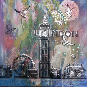 「London shining」というタイトルのコラージュ Anne D'Orionによって, オリジナルのアートワーク, 挿し木