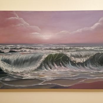 Painting titled "Un matin à la plage" by Anne D'Orion, Original Artwork, Oil