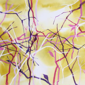 Painting titled "Branches abstraites" by Anne Fayet-Massat, Original Artwork, Watercolor