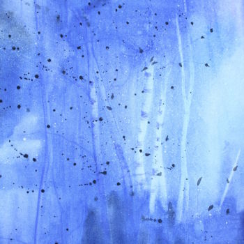 Schilderij getiteld "Forêt bleue" door Anne Fayet-Massat, Origineel Kunstwerk, Aquarel