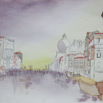 Painting titled "Grand canal à Venise" by Anne Fayet-Massat, Original Artwork, Ink