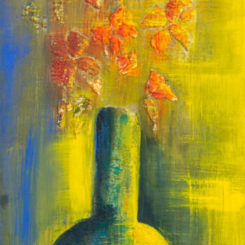 Картина под названием "Vase bleu" - Anne Fioux, Подлинное произведение искусства, Пигменты