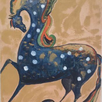 Painting titled "Cheval moderne" by Anne Fortoul, Original Artwork, Oil