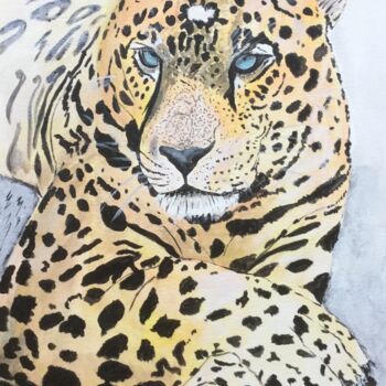 Painting titled "Guépard" by Anne Fortoul, Original Artwork, Watercolor
