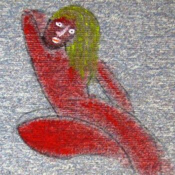 Peinture intitulée "Nu rouge sur moquet…" par Anne Geritzen, Œuvre d'art originale