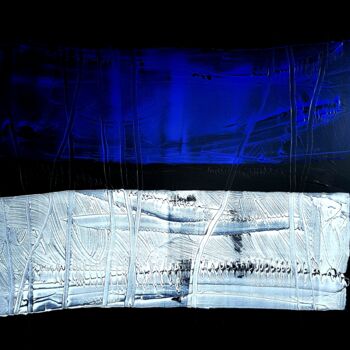 Картина под названием "WHITE & BLUE SKIN 5" - Anne Girault Bardaud, Подлинное произведение искусства, Акрил