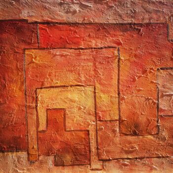 Картина под названием "Labyrinthe" - Anne Gobin, Подлинное произведение искусства, Акрил Установлен на Деревянная рама для н…
