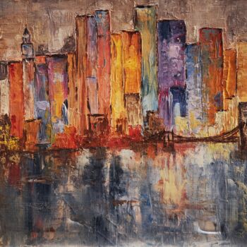 Pintura intitulada "Manhattan" por Anne Gobin, Obras de arte originais, Acrílico Montado em Armação em madeira