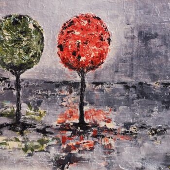 Malarstwo zatytułowany „Saisons d'arbres” autorstwa Anne Gobin, Oryginalna praca, Akryl Zamontowany na Drewniana rama noszy