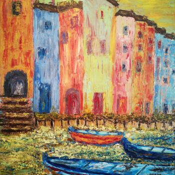 Painting titled "Venise" by Anne Gobin, Original Artwork, Acrylic Mounted on Wood Stretcher frame