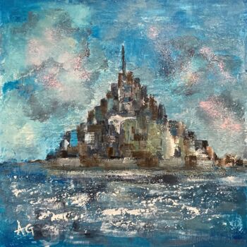 Malerei mit dem Titel "Mont Saint Michel" von Anne Gobin, Original-Kunstwerk, Acryl Auf Keilrahmen aus Holz montiert