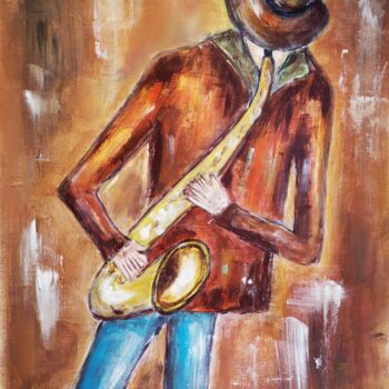 Painting titled "Saxo" by Anne Gobin, Original Artwork, Acrylic