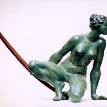 Sculpture intitulée "Diane aux aguets 1/8" par Anne Gomez-Bruguière, Œuvre d'art originale, Métaux