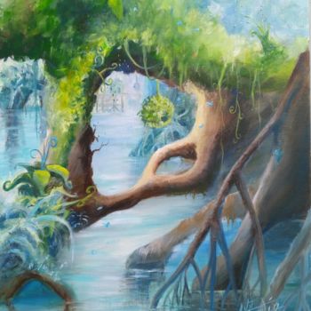 Painting titled "Fantastik Mangrove" by Anne Hamelin, Original Artwork, Acrylic