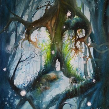 Painting titled "Path to the new wor…" by Anne Hamelin, Original Artwork, Watercolor