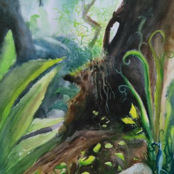 Painting titled "Aquaskaping" by Anne Hamelin, Original Artwork, Watercolor