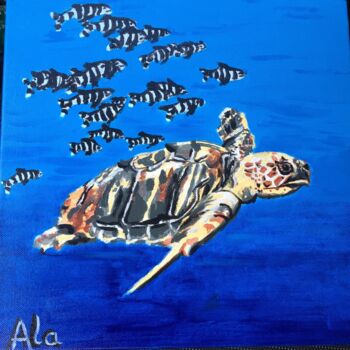 Painting titled "Tortuga" by Anne Lachaize Archambault, Original Artwork, Acrylic