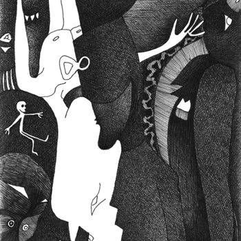 Zeichnungen mit dem Titel "Smoking" von Anne Langérôme, Original-Kunstwerk, Tinte