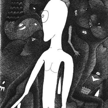 Dibujo titulada "Crête" por Anne Langérôme, Obra de arte original, Tinta