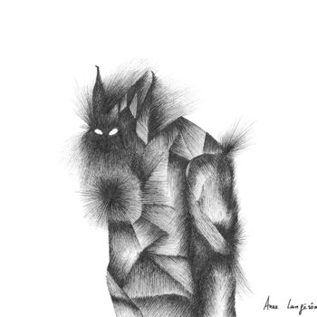 Dibujo titulada "The beast" por Anne Langérôme, Obra de arte original, Tinta