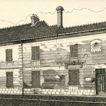 「Cadran solaire St J…」というタイトルの描画 Anne Langérômeによって, オリジナルのアートワーク, インク