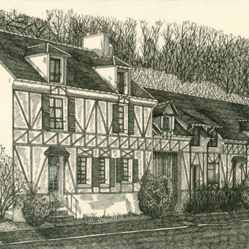 Drawing titled "Route nationale - S…" by Anne Langérôme, Original Artwork, Ink