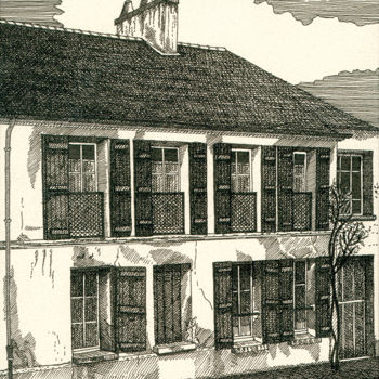 「Rue du pâtis - St J…」というタイトルの描画 Anne Langérômeによって, オリジナルのアートワーク, インク