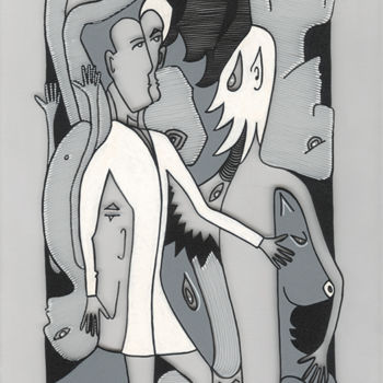 Drawing titled "Danseur" by Anne Langérôme, Original Artwork, Marker