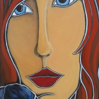 Painting titled "Lady blue" by Lô, Original Artwork, Acrylic